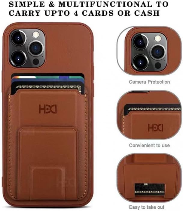 HDD iPhone 14 Pro Ultra Slim Phone Case with Card Holder Grip | Brown HDD iPhone 14 Pro Ultra Slim Phone Case with Card Holder Grip | Brown